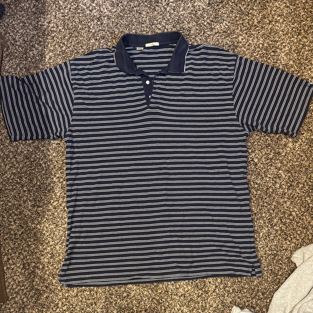 Cutter & Buck Navy and White Striped Polo Shirt